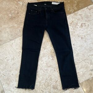 Rag & Bone Black Cropped Raw Edge Distressed Hem Jeans Size 27